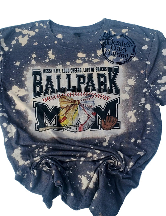 Ballpark Mom Shirt /Hand-Bleached Baseball & Softball Tee