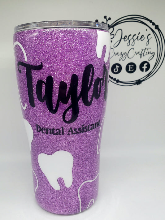 🦷 Dental Tumbler – Glitter Epoxy Cup for Dental Hygienist / Dentist Gift