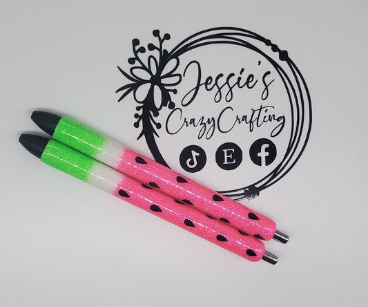 Watermelon Epoxy Pens / Glitter Resin Pens / Summer Fruit Pen / Handmade Cute Stationery / Teacher Gift / Fun Office Supplies