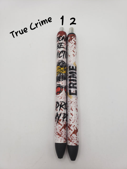 True Crime Inspired Glitter Pens – Handmade Epoxy Pens for Crime Lovers & Gift Ideas